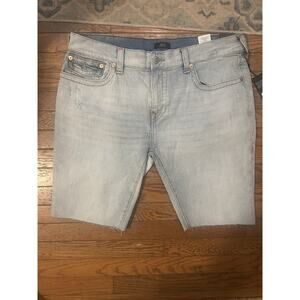 True Religion Shorts Mens 42* Blue Denim Rocco Relaxed Skinny Distressed Casual